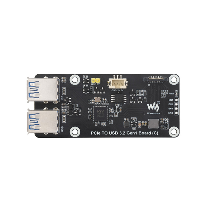 LKPCIGCXM for 5 USB Expansion Card PCIE to 4 Ports USB 3.2 Gen1 Adapter Board 5Gbps Driver-Free for RPi 5