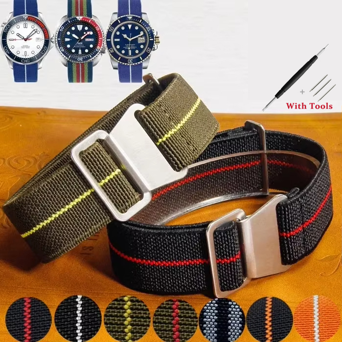 Nylon French Troops Parachute Elastic Watch Band 18mm 20mm 22mm Men Women Bracelet Universal Canvas Watch Strap Accessories