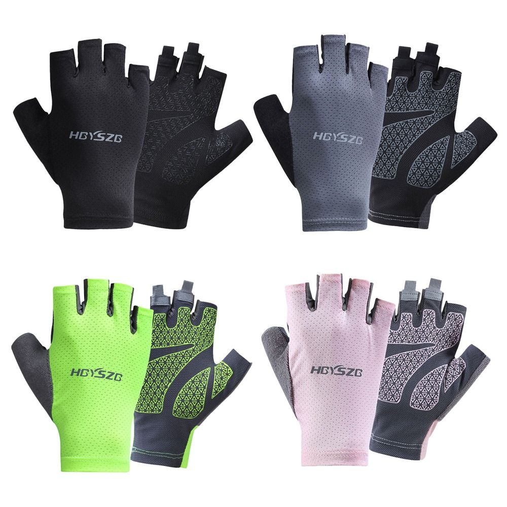 1 pair Fashion Sun Protection High-elastic Outdoor Sports Fitness Comfortable Cycling Gloves Half-finger Mitte Ice Silk Gloves Driving Fishing Mitte