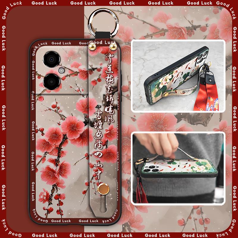 Wristband Soft case Phone Case For Xiaomi POCO M4 5G/Redmi Note11R 5G for mom Silicone Chinese style Durable Wrist Strap