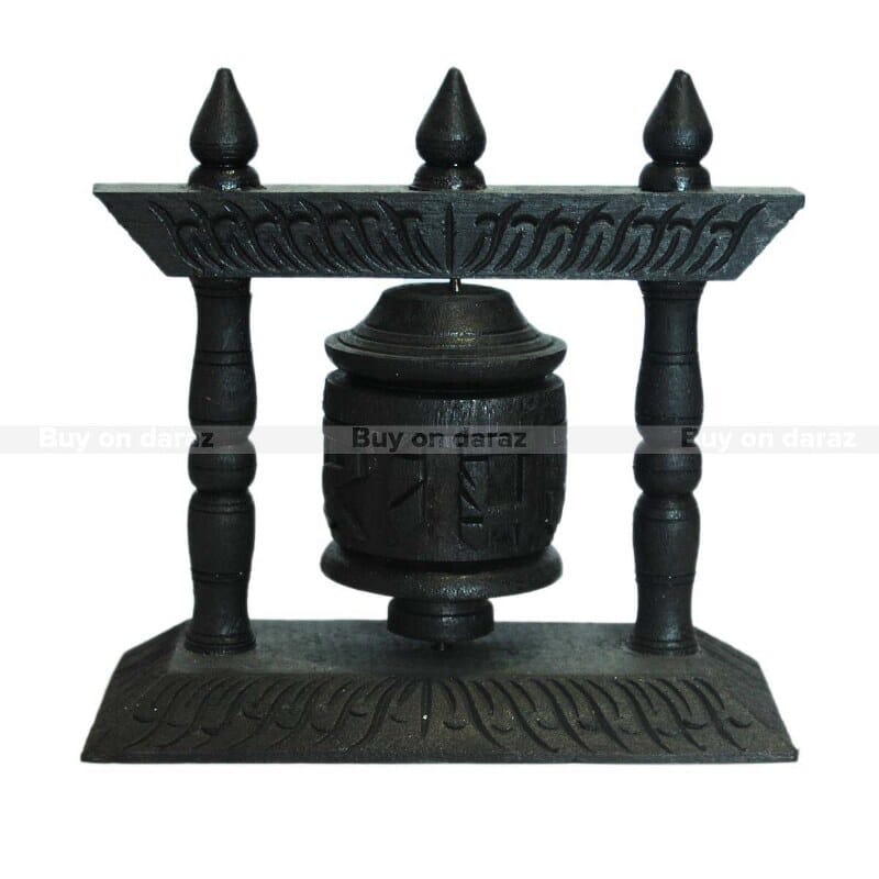 Black Wooden Prayer Wheel - 4.5"