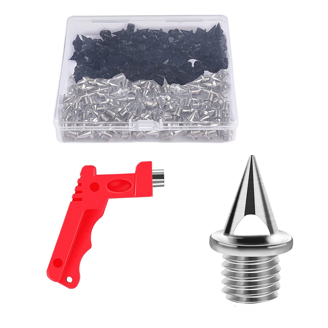 NAMUNY 120 PCS 1/4 Inch Stainless Steel Track and Country Spikes Golf Shoe Spikes with Spike Wrench, Replacement Spike