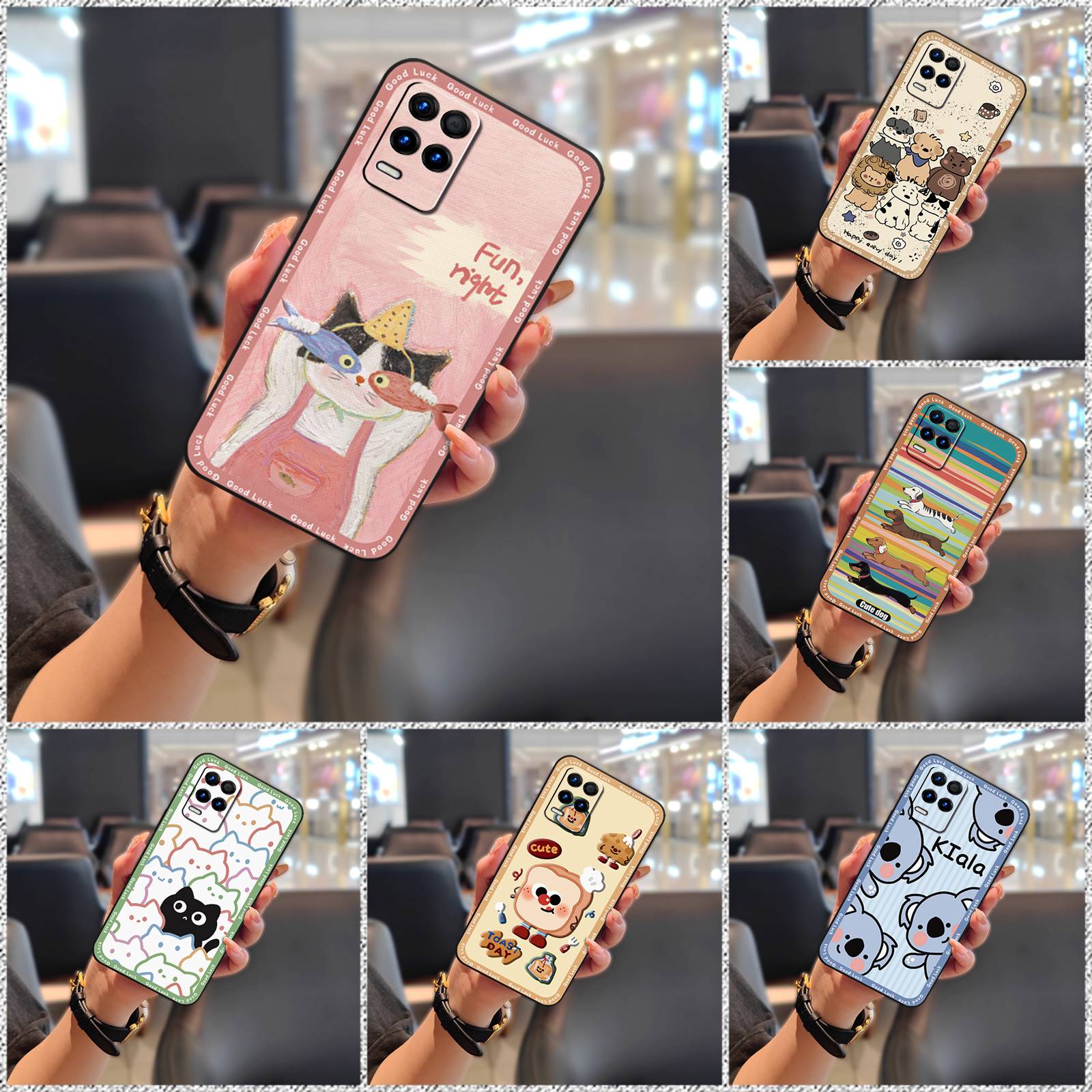 TPU Dirt-resistant Phone Case For OPPO Realme V13 5G/Realme8 5G/Q3 5G/Q3I 5G/Narzo30 Cartoon Phone Pouch Full wrap Cute
