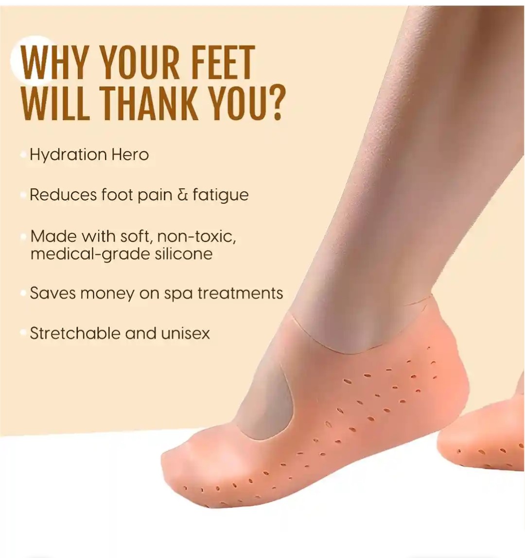 Moisturizing Silicone Socks for Women and Men - Anti-Slip and Anti-Split Foot Care Tools, 1 Pair