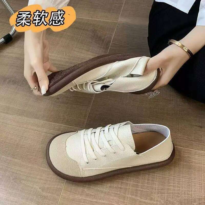 Sneakers Loafers Lace Up Leather Flat New Spring Ladies Casual Outdoor Travel and Walking Women Shoes