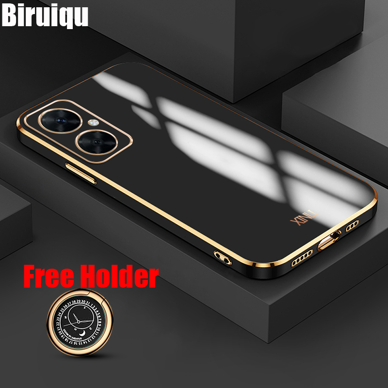 Biruiqu for Huawei Nova 11i Back Cover Luxury 6D Plating Frame Shiny Bling Phone Pounch Soft Silicone Square Phone Case