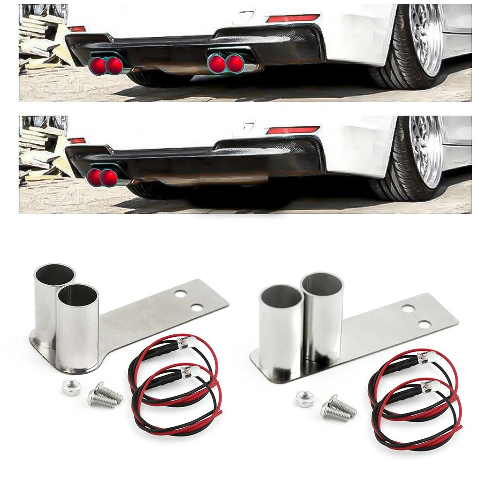 New With LED Light Metal Exhaust Pipe Tail Throat 1 Hole 2 Holes Model Car Modification Model Car Simulated Exhaust Pipe Stainless Steel Easy To Install Remote Control Car Exhaust Pipe for Redcat/HPI/HSP/Tamiya/Sakura/D4 For 1/10 Scale RC Racing Drift Car