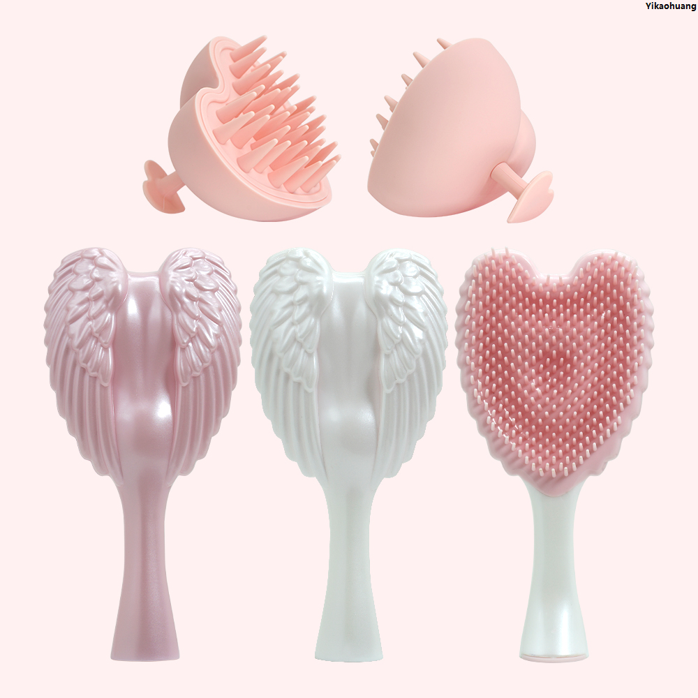 NEW YikaohuangMini Angel Detangling Hair Brush Silicone Shampoo Brush Head Scalp Massage Combs For Valentine's Day Anniversary Gifts For Woman Luxury
