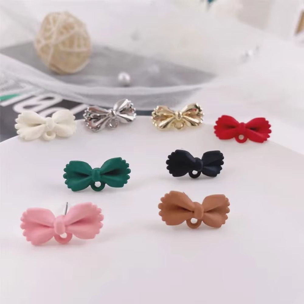 5 Pairs Fashion Handmade Butterfly Earrings Base Minimalist Colorful Bow Earring Accessories Alloy Versatile Earring Settings DIY Jewelry Making
