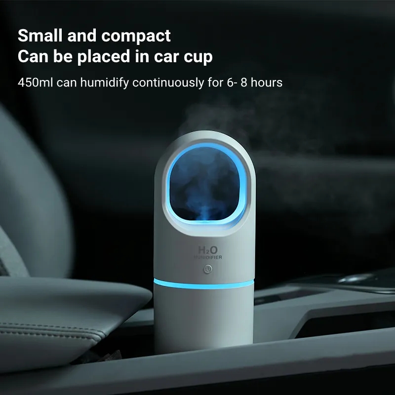 450ml USB Electric Ultrasonic Cool Mist Air Humidifier Purifier with LED Light for Home Room Car Mini Silent Aroma Humidifier