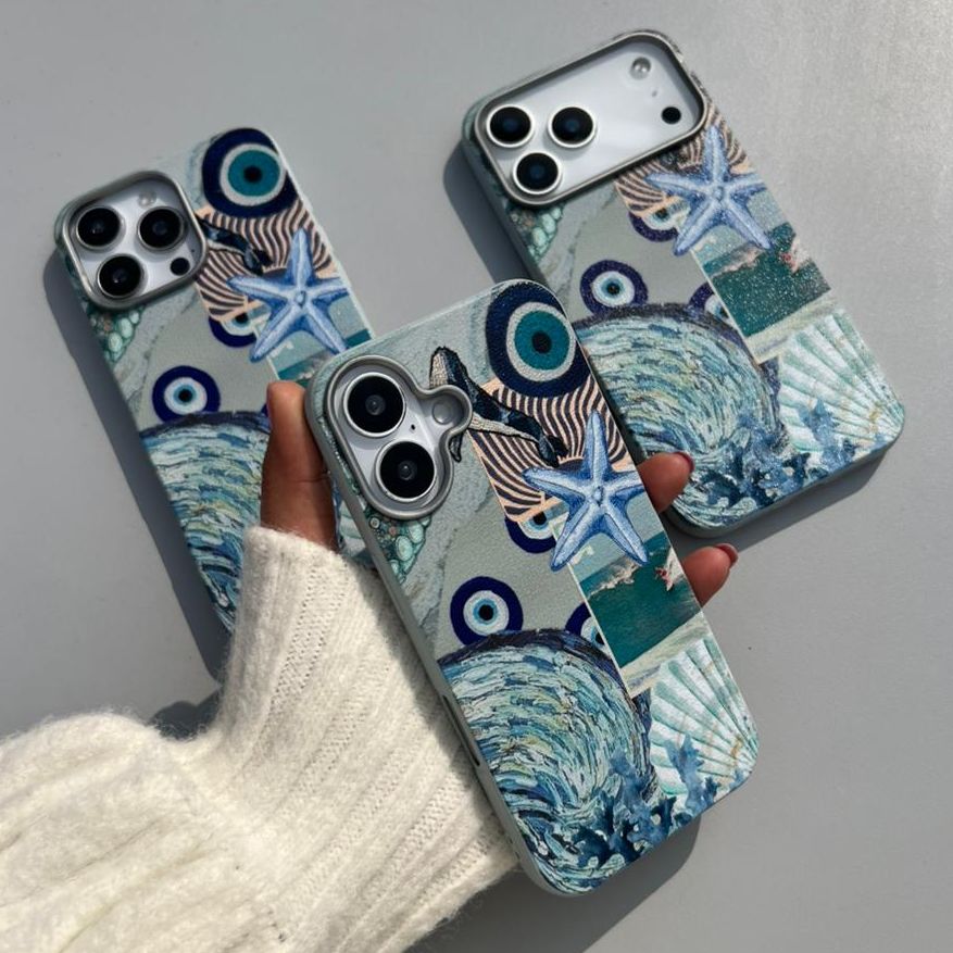 Amo Store Luxury Seaside Ocean Wave iPhone Case - Aesthetic Beach Designer Clear Shockproof Protective Cover