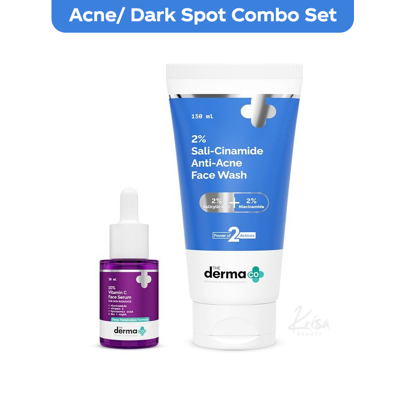 The Derma Co. Acne Fighting Cleanse & Glow Duo | Fights Acne & Marks, Controls Oil, Fades Spots & Boosts Glow | Facewash + Serum - Krisa Beauty