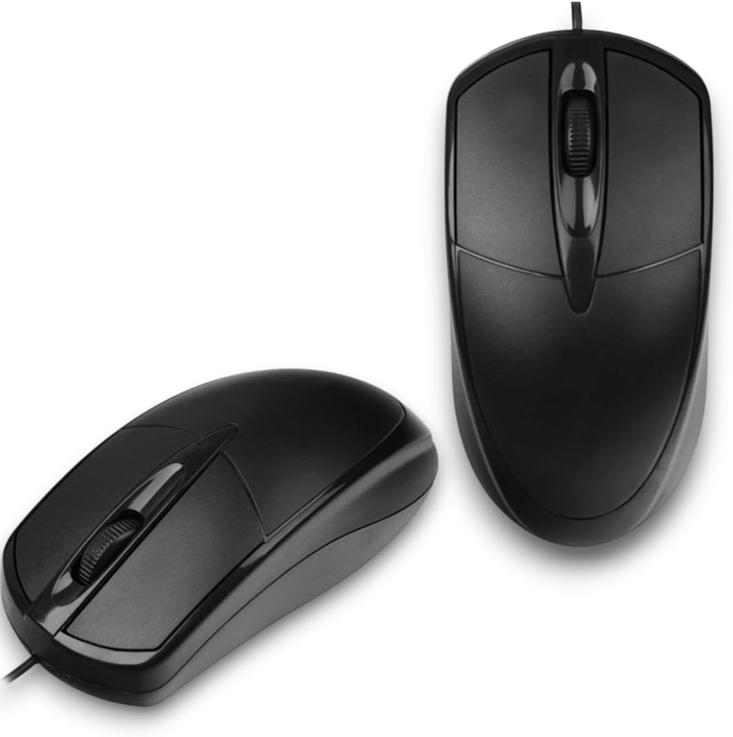 Mouse Comfort USB Wired, 3 Button, 1000 DPI, High Performance Plug & Play, for Desktop, PC and Laptop Windows/Mac (ZR-180, Black)