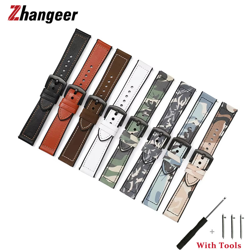 20mm 22mm Leather Strap Quick Release For Huawei GT2 46mm/GT2 Pro/GT 2e Bracelet For Amazfit GTR 47mm/GTR 42mm Watchband For Galaxy Watch