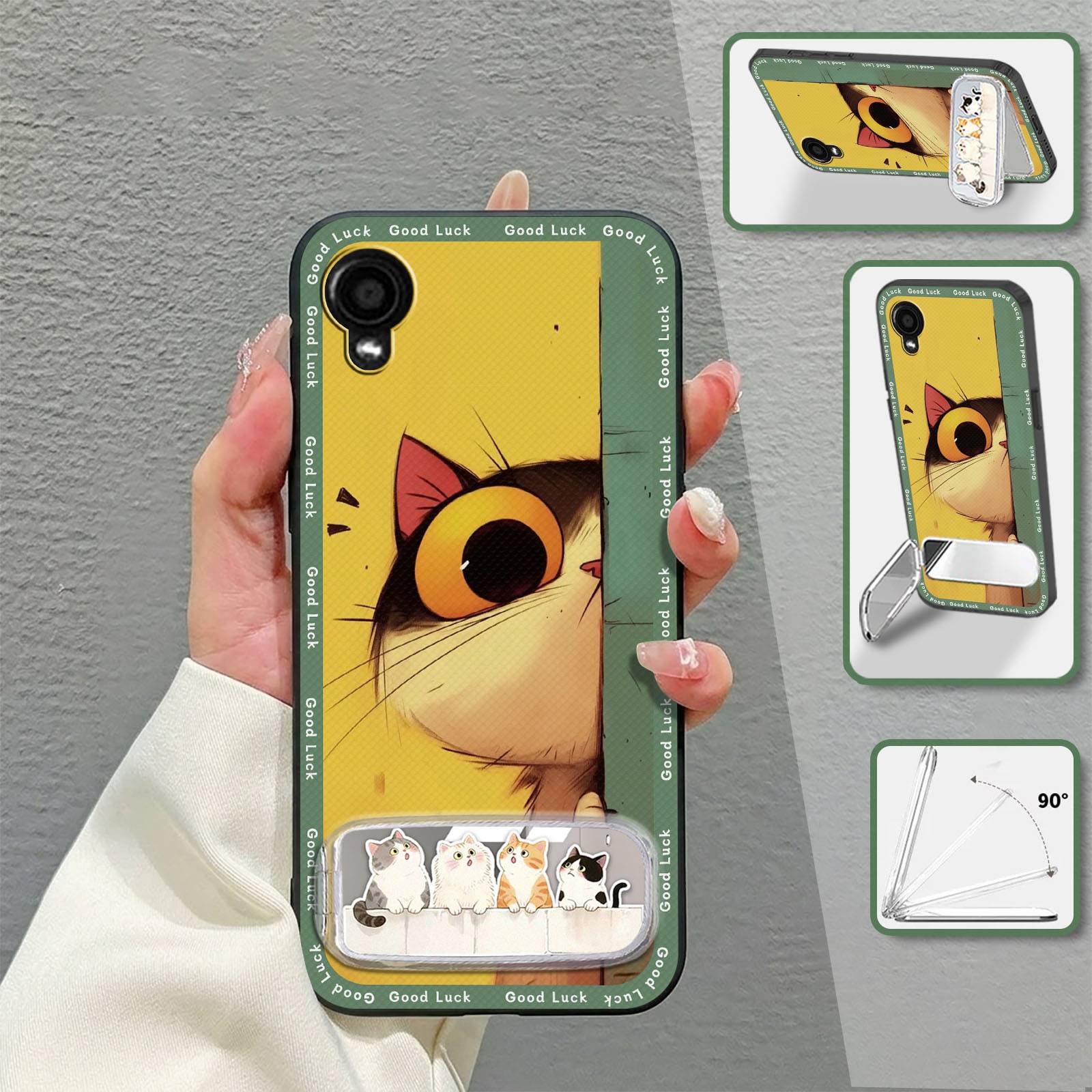 Anti-knock Kickstand Phone Case For Kyocera Digno BX2 Dirt-resistant Cartoon Shockproof Phone Holder TPU Mirror Durable