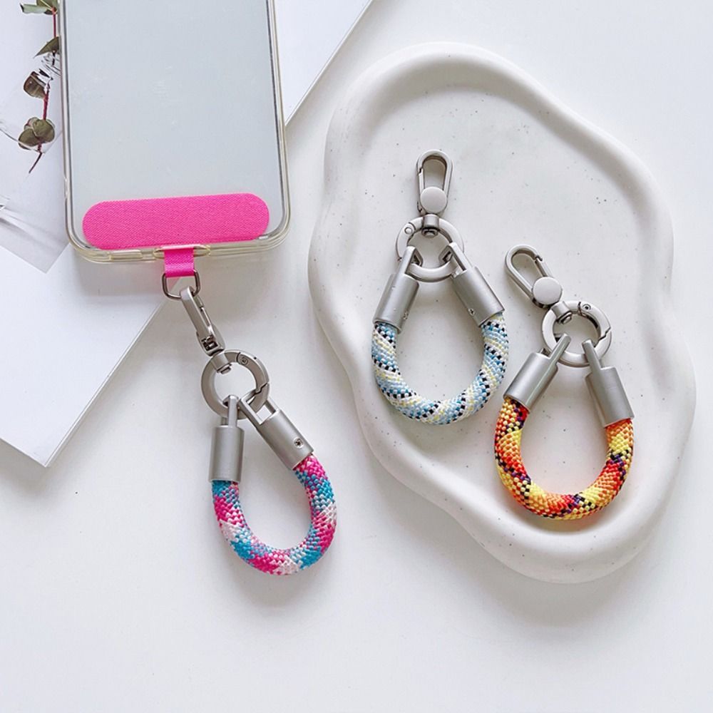 New Adjustable Mobile Phone Lanyard Braided Universal Braided Phone Lanyard Hanging Chain Link Patch Wristband Detachable Phone Lanyard Mobile Phone Use
