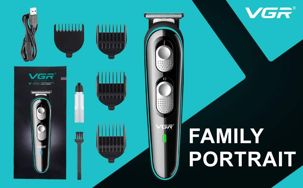 VGR Waterproof Electric Hair Clipper USB Rechargeable Beard Trimmer with Guide Combs Professional for Men Kids Baby Pet V055