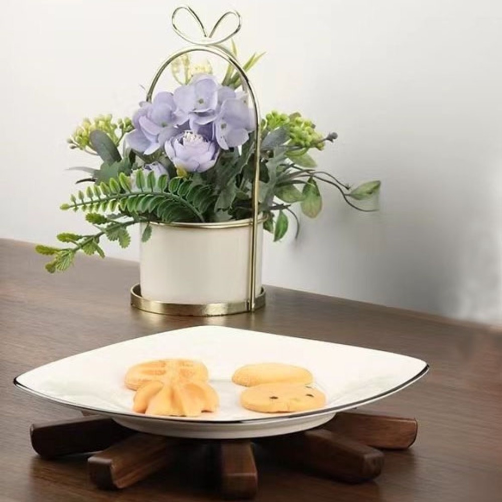 New Black Walnut Insulation Mat Solid Wood Anti-hot Heat-insulating Placemat Folding Small Tree Table Decoration Home