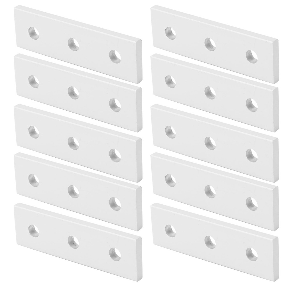 10 pcs Durable for 2020 T/ 3030T-Slot Profile 3 Hole Joining Plate Repair Fixing Bracket Straight Brace Straight Joining Plate 3 Hole Design Aluminum Material Aluminum Profile Connector for Industrial Framing, 3D Printers, CNC Machines, Workbenches