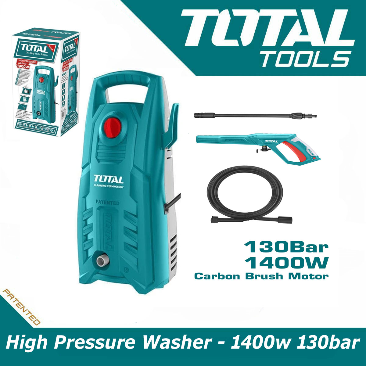 Total High Pressure Car Washer 1400 Watt 130 Bar By Perfect Point