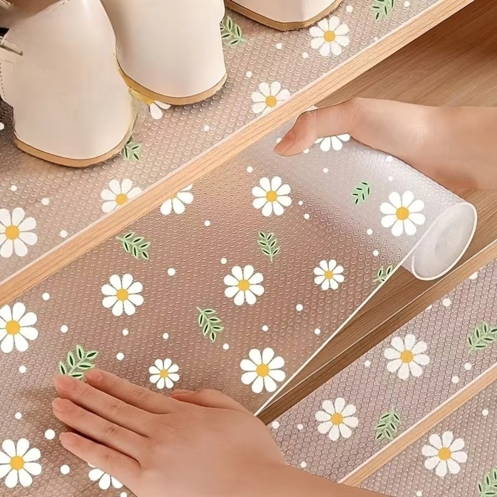 Reusable EVA Kitchen Cabinet Mat Transparent Moisture-Proof Flower Cuttable Mat Dust-proof Waterproof Protective Pad Drawer