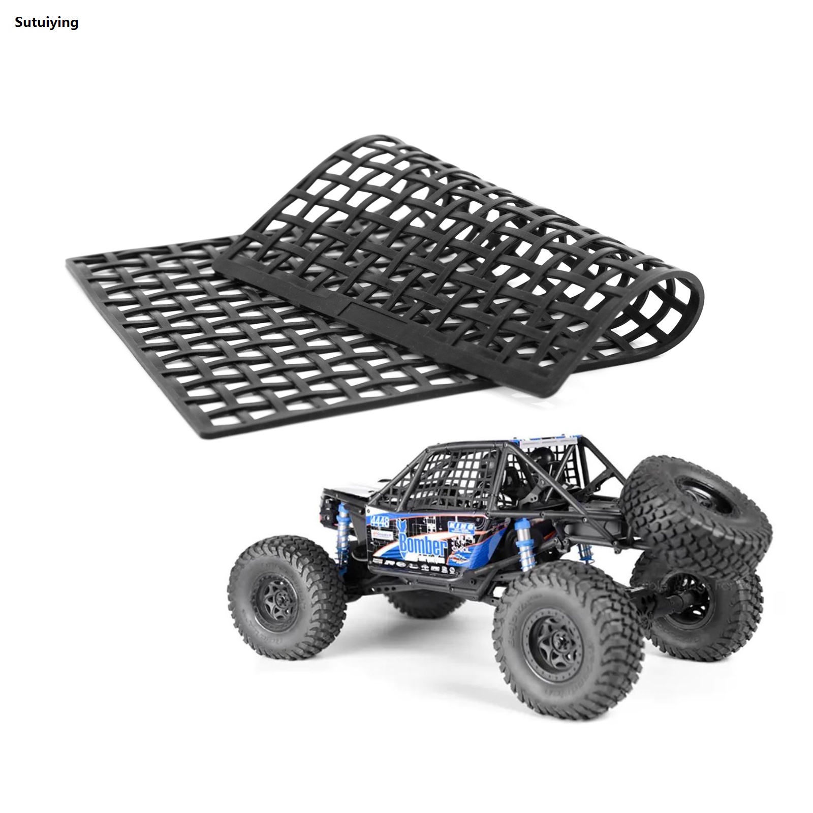 Sutuiying 1Pcs Simulation Rubber Mesh Window Net Luggage Net Suitable for RC New Remote Control Car TRX-4 TRX-6 Slash UDR Short Card Green Red