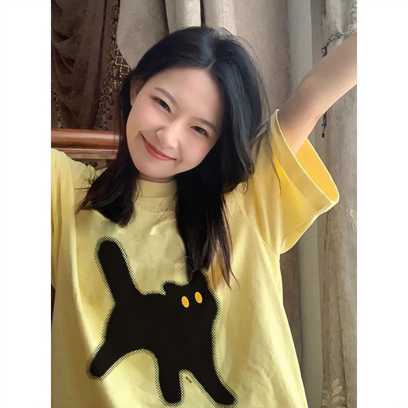 2025 new short-sleeved women's T-shirt loose casual design sense is small, a lot of pamine wears super good-looking round neck tops
