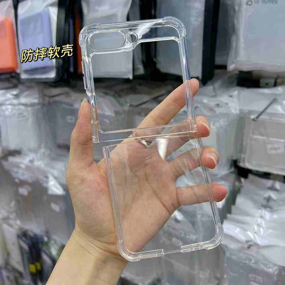 HODON Soft TPU Clear Phone Case For Samsung Galaxy Z Flip 6 5G Flip5 Flip4 Flip3 Cases Transparent Shockproof Anti Drop Silicone Back Cover