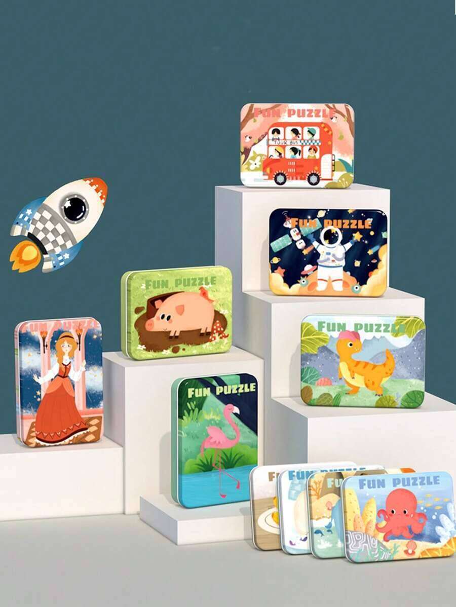 5-In-1 Dinosaur Set Kids,Dinosaur Jigsaw Puzzles With Iron Storage Box,Dinosaur Educational Development Toys,Christmas Holiday Gifts Girls Children,Binoculars Kids,3d Wood Puzzles,Educational Toys For Boys