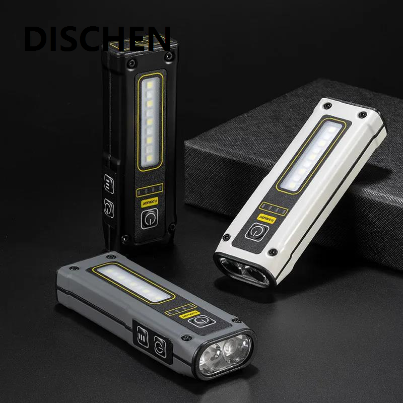 DISCHEN Luxury Mini LED Power Bank Flashlight Outdoor Emergency Service Lamp Portable Rechargeable Torch Fishing Hiking Camping Light