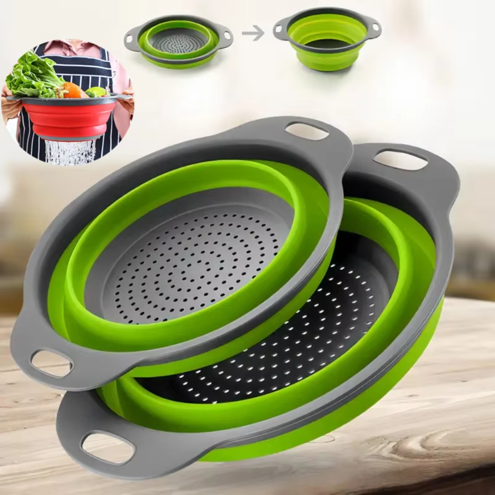 Tableware Foldable Vegetable Washing Drain Basket Round Silicone Vegetable Washing Basket Space Saving Kitchen Tool Water Filter Basket