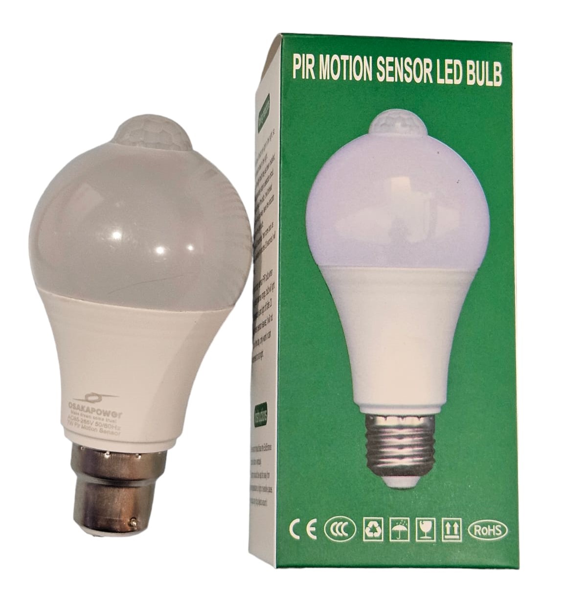 7W PIR Motion Sensor LED Bulb - B22 Pin White 7 Watt