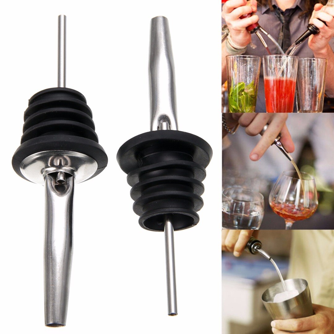 2Pcs Stainless Steel Liquor Spirit Pourer Flow Wine Bottle Pour Spout Stopper For Easy Bar Accessories Tools