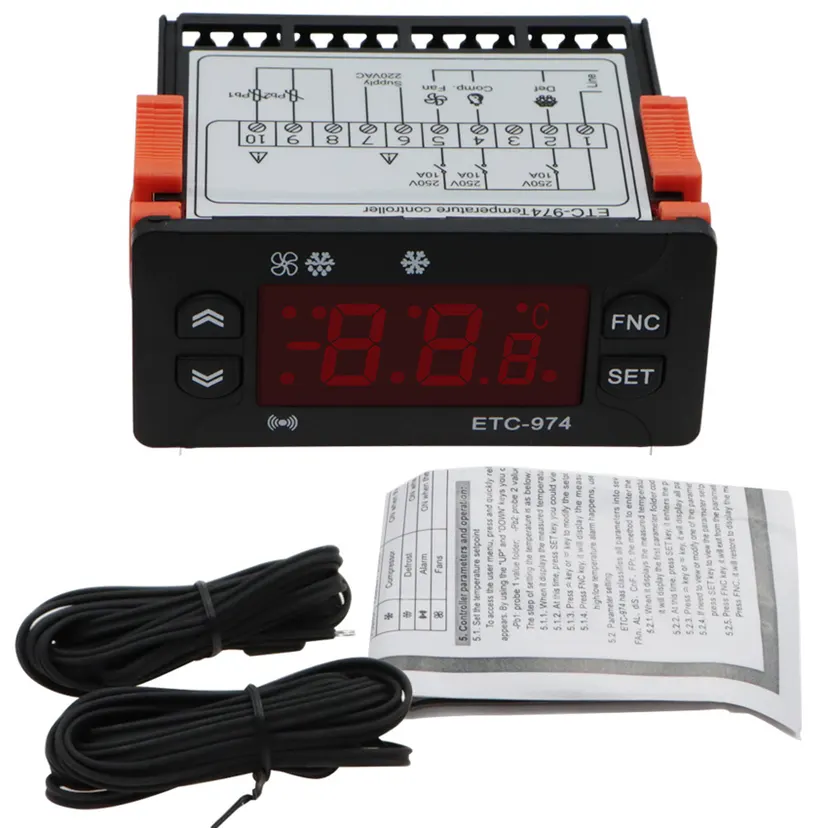 ETC-974 Digital Temperature Controller Alarm 220V Sensor