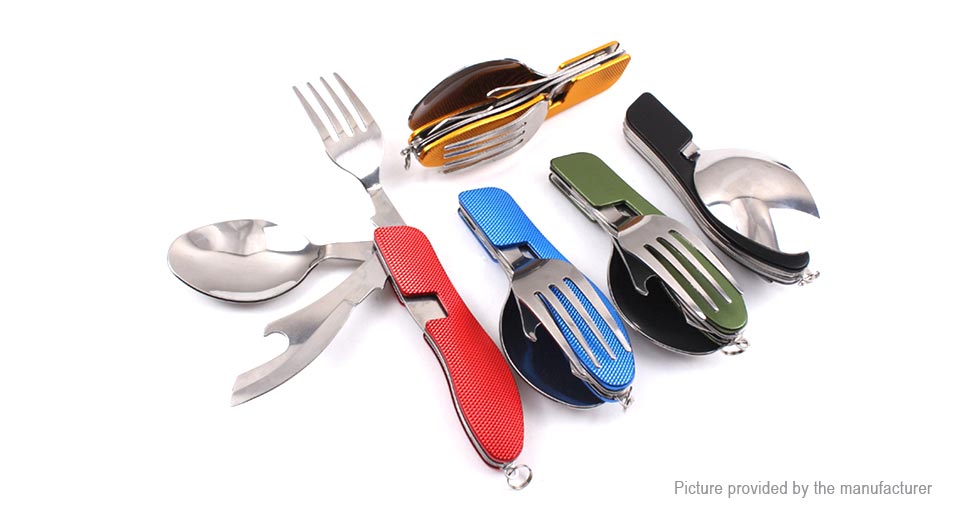 Stainless Steel Multi-Function Pocket Knife Fork Spoon Diner Set Multifunction Camping Hunting Tableware Tool