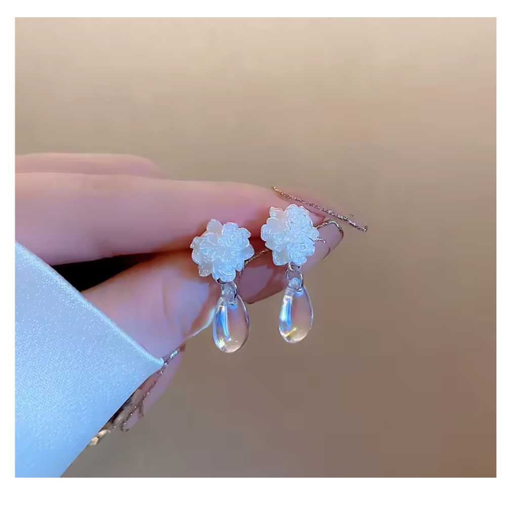 Earrings for girls Stylish Fashionable Rose Design Water Drop Danglers Stud Earrings for Women