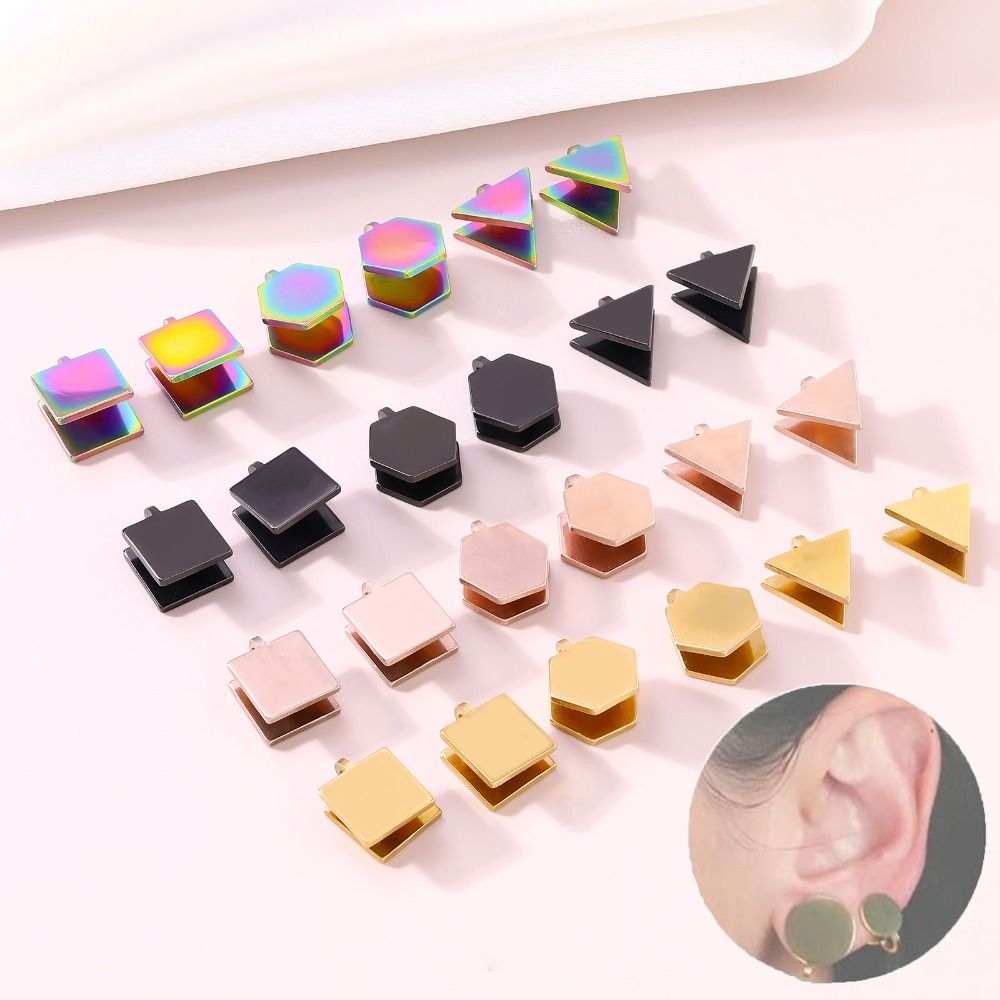 New Design Stainless Steel Pressure Earrings Non-pierced Black Color Cartilage Ear Cuff Gold Color Creative Keloid Pressure Earrings for Swelling