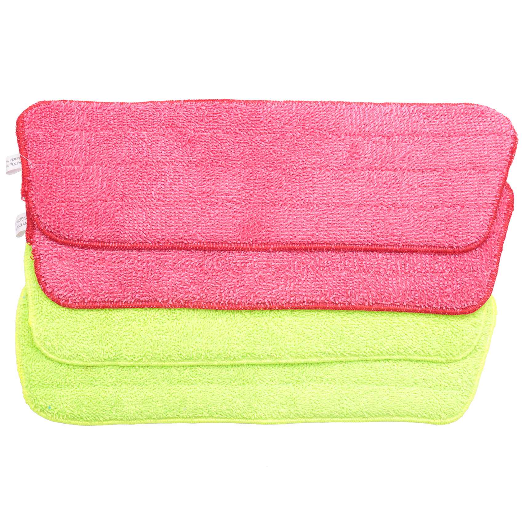 NAMUNY 4Pcs Mop Replacement Pads Washable Refill Microfiber Wet/Dry Cleaning Use Reusable, Cleaning Supply (4 Pack, Green & Red)