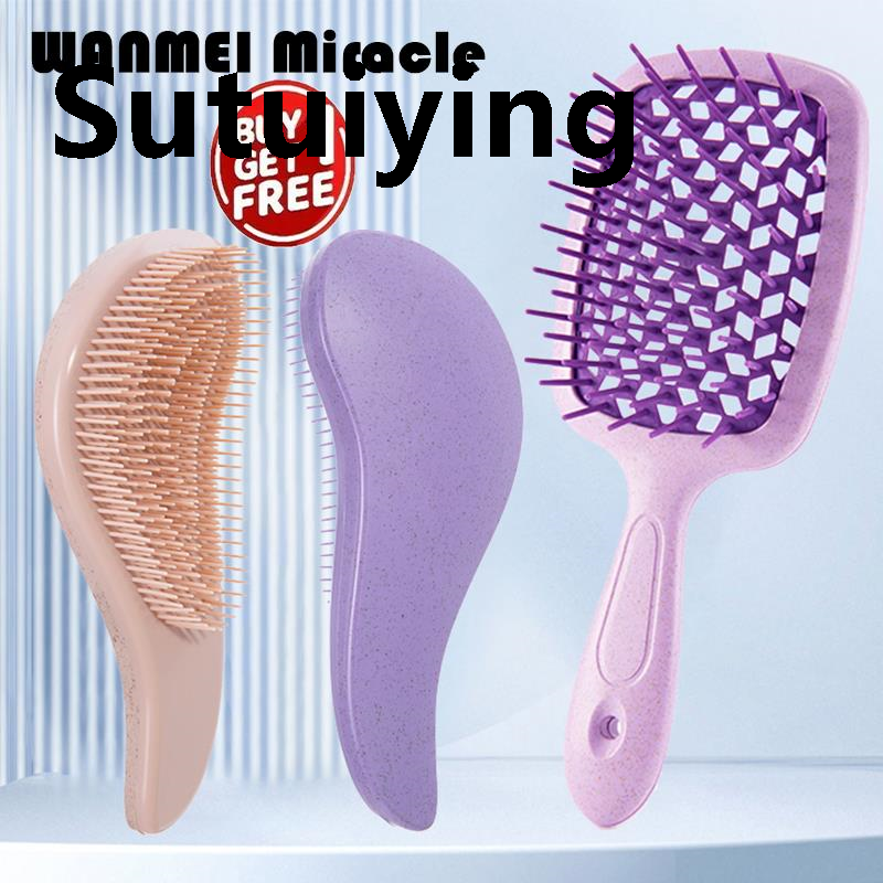 Sutuiying Professional Scalp Massage Combs Set Wide Teeth Air Cushion Soft Portable Lightweight Hairbrush Detangling Hair DIY Styling Brush Tools