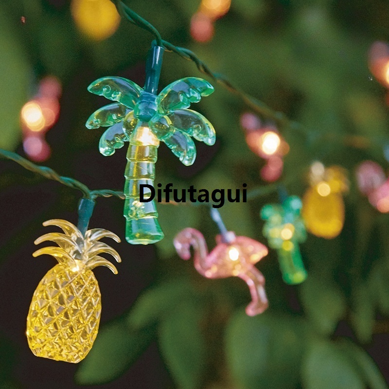 Difutagui Special Offer 10LED Coconut Tree Pineapple Flamingo LED String Light Fifty percent discount Flamingo Party Fairy Light Hawaii Birthday Wedding Supplies