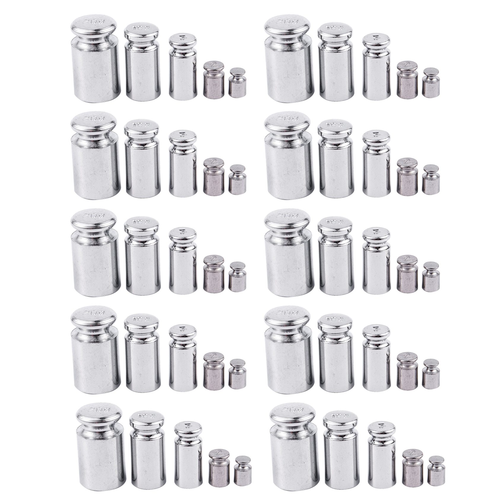fasdaga 10X Weight 1G 2G 5G 10G 20G Chrome Plating Calibration Scale Weight Set for Digital Scale Balance Silvery White