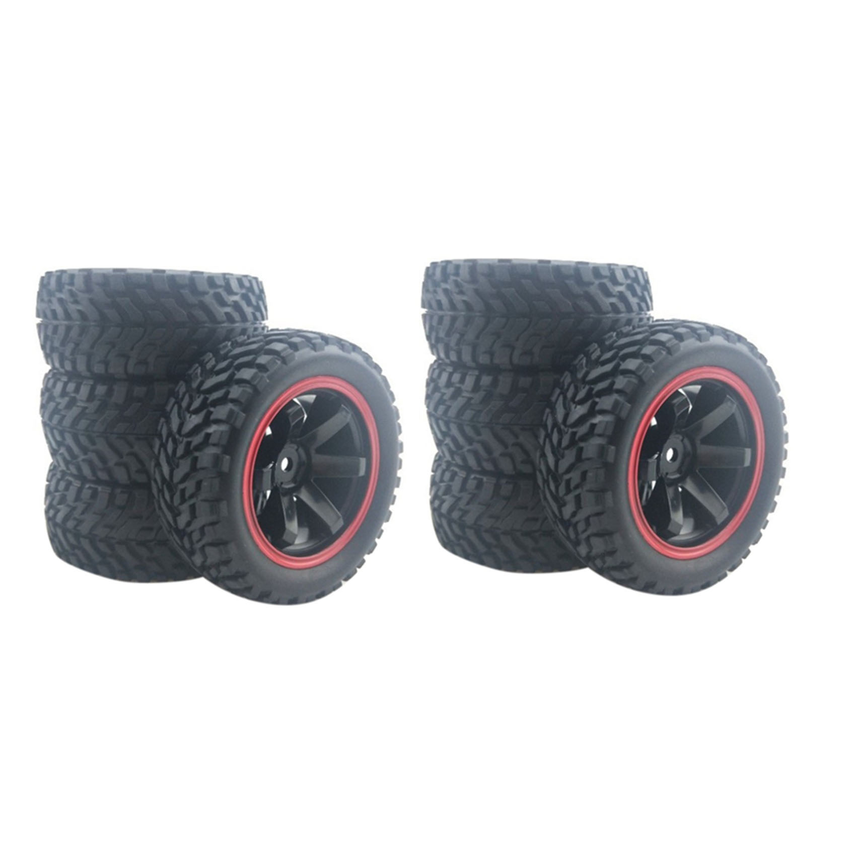 JINMY 2X for 1:10 Car 75mm Rubber Tires and Wheel Rims for 1/10 Scale 94123 RC on Road Car
