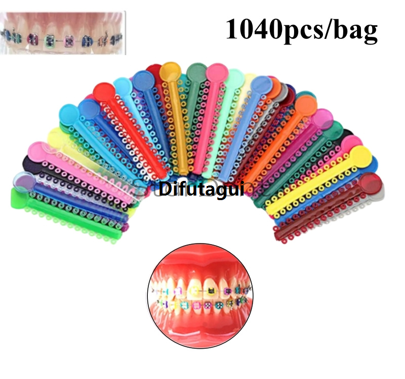 Difutagui New specials 1040Pcs/Bag Dental Orthodontic High Elastic Ligature Ties Hot Selling Colorful Bands for Brackets Braces Orthodontics Treatment Mixed Color