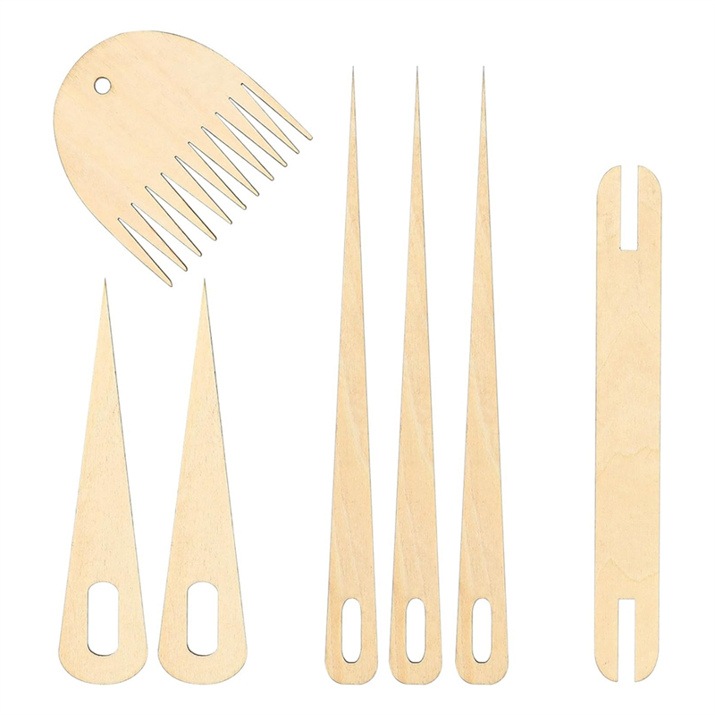 7Pack Wood Hand Stick Set Include 5Pcs Wood Weaving Crochet Needle 1Pcs Wooden