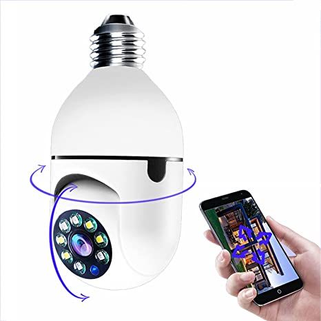 Bulb Wifi Camera w PTZ HD Infrared Night Vision Two Way Talk