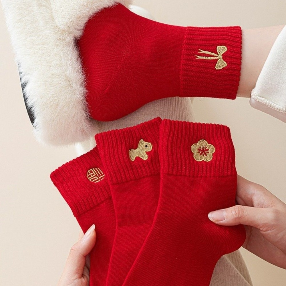 Traditional Cotton New Year Socks Horse Pattern Elastic Year of The Horse Socks Cartoon Soft Zodiac Year Socks Birthday Gift
