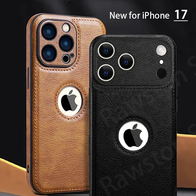 HODON Luxury Business Hit Color PU Leather Phone Case For iPhone 16 Plus 17 16 Pro Max Cases Camera Button Protective Back Cover