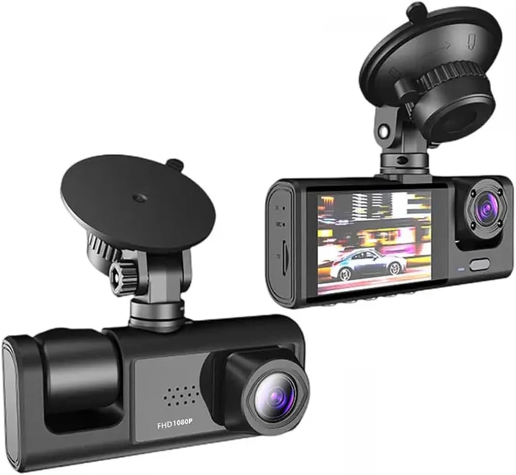 Dual-View Dash Cam with G-Sensor, Night Vision & Wide Angle - Front & Interior Recording, Reversing Camera