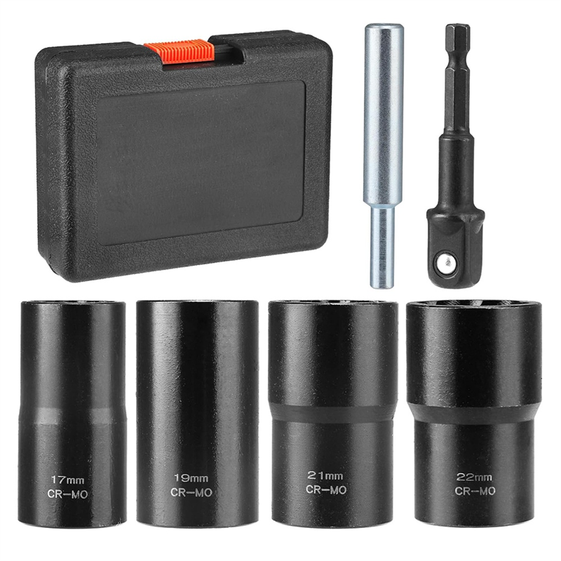 6 Piece Lug Nut Removal Tool 1/2 Inch Swivel Socket andBolt Extractor Set Metric 17-22mm Wheel Lock Removal Kit