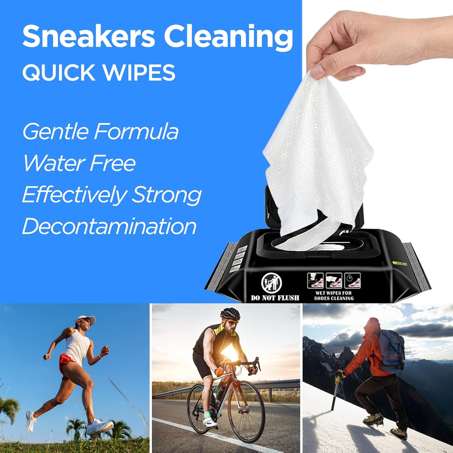 shoe Wipes 1-Pack (60 Count) - Quick Cleaning Shoe Wipes for Travel, Removes Dirt & Stains Instantly